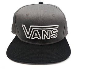 Vans Snapback Hat Cap Gray With Black Bill Drop Vee Outline