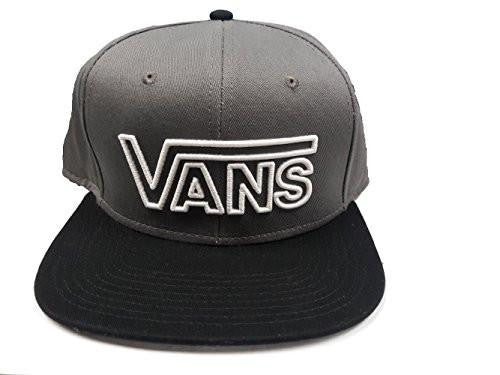 Vans Snapback Hat Cap Gray With Black Bill Drop Vee Outline