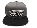 Vans Snapback Hat Cap Gray With Black Bill Drop Vee Outline