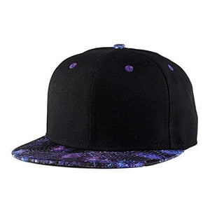 Purple Galaxy Snapback Unisex Hat Hip Hop Plaid Flat Bill Brim Adjustable Baseball Cap
