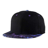 Purple Galaxy Snapback Unisex Hat Hip Hop Plaid Flat Bill Brim Adjustable Baseball Cap