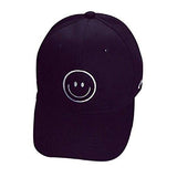Smile Face Printed Cotton Baseball Cap Boys Girls Snapback Hip Hop Hat Black