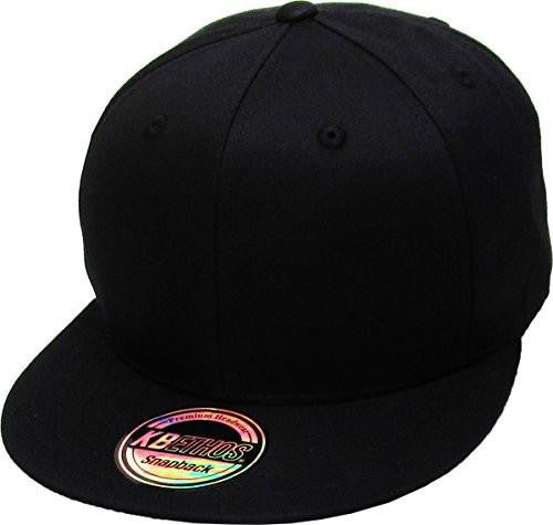 Knw1467 Blk Snapback Solid Blank Cap Baseball Hat Flat Brim