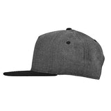 Dalix Premium 5 Panel Wool Blend Hat Flat Bill Cap Snapback Dark Grayblack