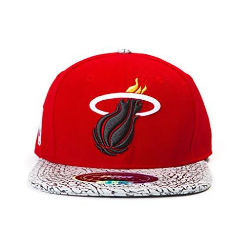 Nba Miami Heat Cet Bill Premium Leather Strapback Snapback Hat