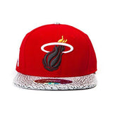 Nba Miami Heat Cet Bill Premium Leather Strapback Snapback Hat