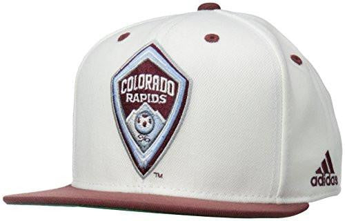 Mls Colorado Rapids Team Logo Two Tone Flat Brim Snapback Hat, One Size, White