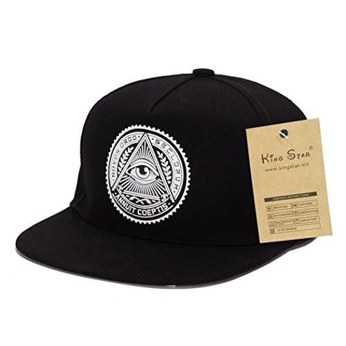 King Star Solid Flat Bill Hip Hop Snapback Baseball Cap Eyeblack