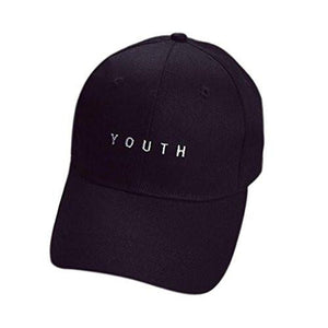 Fashion Unisex Embroidery Cotton Baseball Cap Boys Girls Snapback Hip Hop Flat Hat Black
