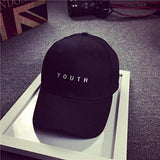 Fashion Unisex Embroidery Cotton Baseball Cap Boys Girls Snapback Hip Hop Flat Hat Black