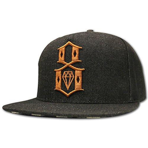 Logo Denim Snapback Black Orange