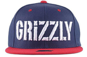 X Grizzly Spelled Out Snapback Hat In Navy/Red