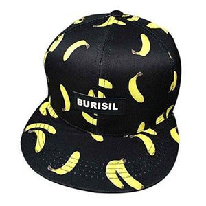 Boy Girls Kids Fruit Pattern Snapback Hip Hop Baseball Cap Black