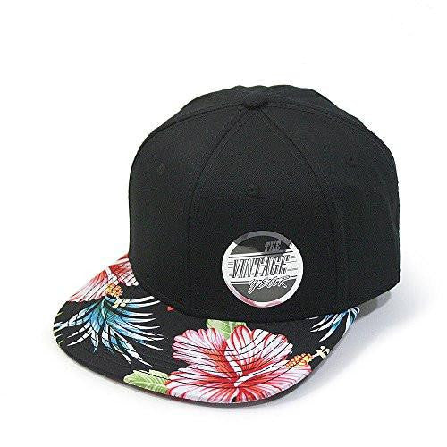 Premium Floral Hawaiian Twill Adjustable Snapback Baseball Caps Hawaiianblackblack Flat