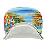 Embroidered Palm Tree Tropical Hawaiian Print Snapback Cap 100% Whiteblue