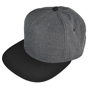 Dalix Premium 5 Panel Wool Blend Hat Flat Bill Cap Snapback Dark Grayblack