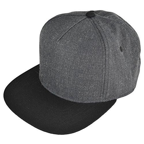 Dalix Premium 5 Panel Wool Blend Hat Flat Bill Cap Snapback Dark Grayblack