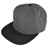 Dalix Premium 5 Panel Wool Blend Hat Flat Bill Cap Snapback Dark Grayblack