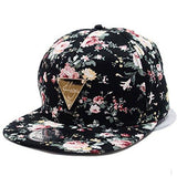 Yonala Fashion Floral Snapback Hip Hop Hat Flat Peaked Baseball Cap For Four Seasonsblackone Size