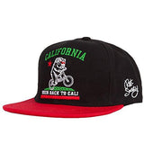 Riot Society Back To Cali Boys Snapback Hat, Black/Red