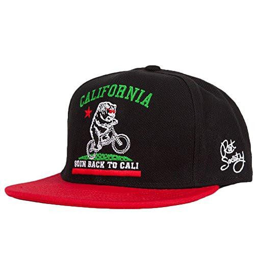 Riot Society Back To Cali Boys Snapback Hat, Black/Red