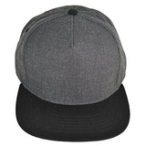Dalix Premium 5 Panel Wool Blend Hat Flat Bill Cap Snapback Dark Grayblack