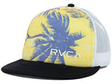 Rvca Palms Yellow/White Flat Brim Trucker Snapback Hat Cap Brand New Osfa