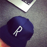 Embroidery Letter Hip Hop Snapback Cotton Baseball Cap Blue