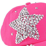 Boy Girls Fashion Rhinestone Star Shaped Snapback Baseball Cap Hat Hot Pink